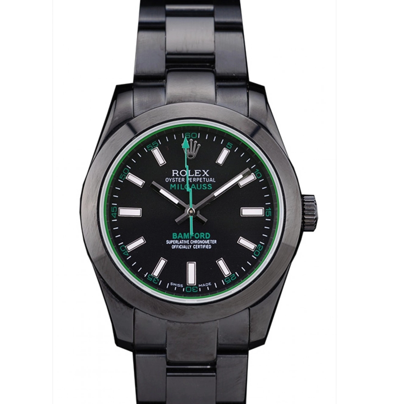 Aaa replica watch Stainless Milgaus Steel Bamford Dial Ion 7476 Rolex Black Bezel Plated 0519